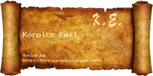 Korpics Emil névjegykártya